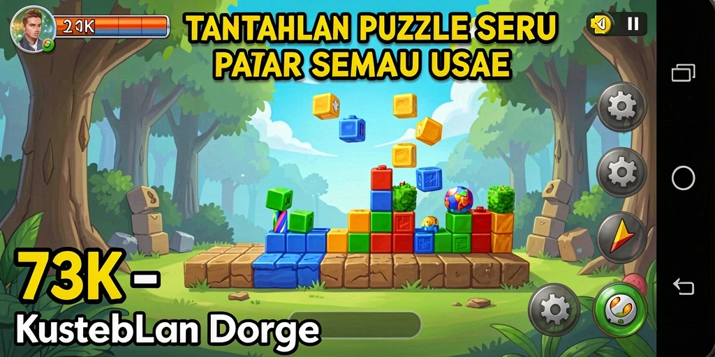 Screenshot gameplay <strong>73K</strong> yang menunjukkan suasana teka-teki yang menantang.