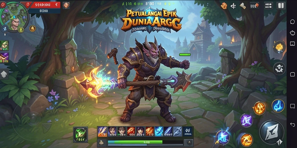 Tampilan seru gameplay ARPG dalam 8180 saat bertarung melawan musuh.