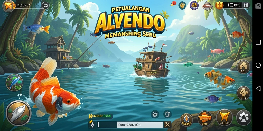 Tampilan gameplay ALVENDO dengan suasana memancing yang seru.