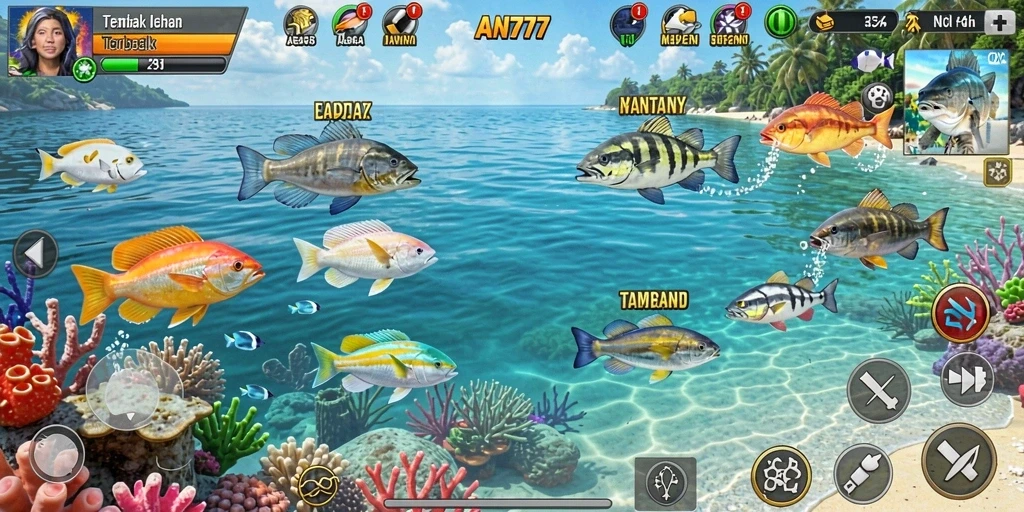 Tangkapan layar gameplay AN777 yang menarik dan penuh aksi Tembak Ikan.