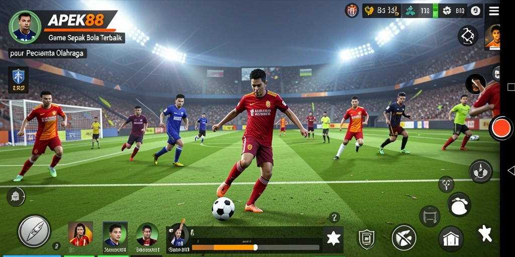 Screenshot APEK88 menampilkan momen menegangkan di lapangan sepak bola.
