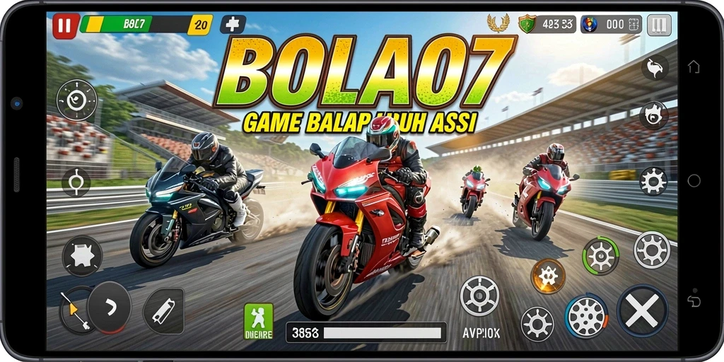 Screenshot menampilkan aksi seru pada balapan motor di BOLA07.