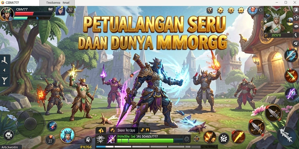Tampilan gameplay seru dalam dunia MMORPG CERIA777 yang kaya warna.