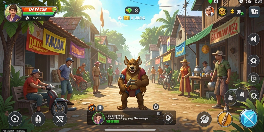 Screenshot utama menampilkan gameplay yang menggambarkan kehidupan karakter di DAYA138.