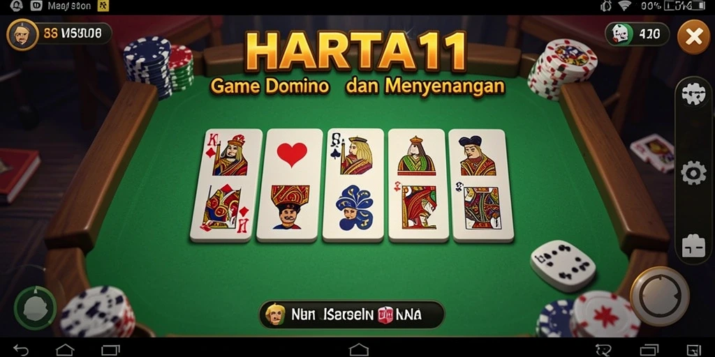 Screenshot HARTA11 menampilkan gameplay Domino yang seru dan mendebarkan.