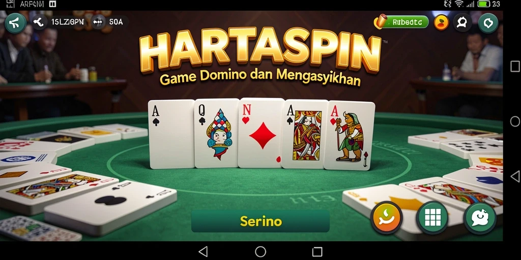 Tampilan gameplay HARTASPIN yang menegangkan saat bermain domino.