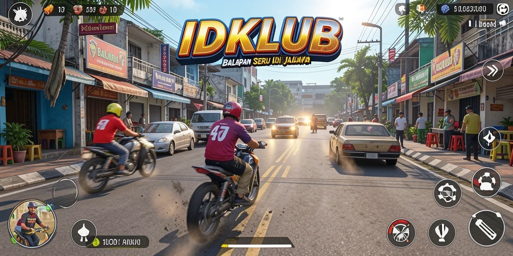 Tampilan gameplay seru di IDKLUB dengan mobil balap yang mendebarkan.
