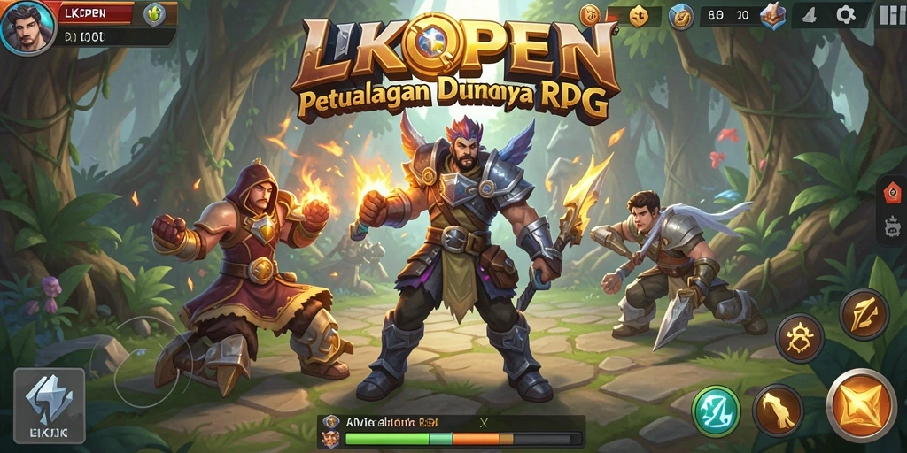 Tangkapan layar gameplay LKOPEN menampilkan pertarungan seru di dunia RPG.