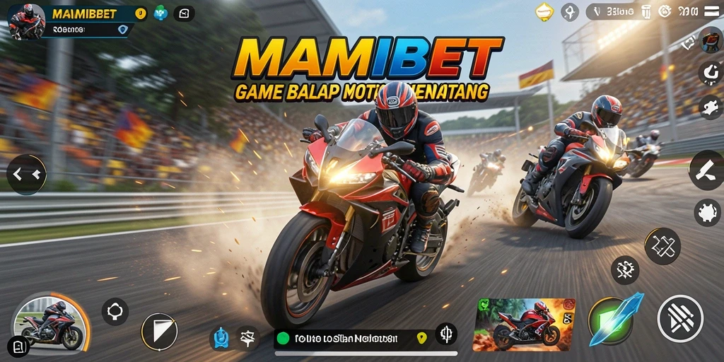 Tampilan gameplay seru dari MAMIBET saat balapan motor.