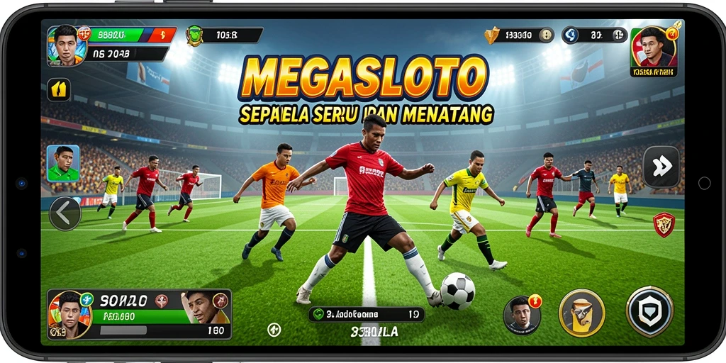 Tampilan gameplay MEGASLOTO dengan aksi seru di lapangan.