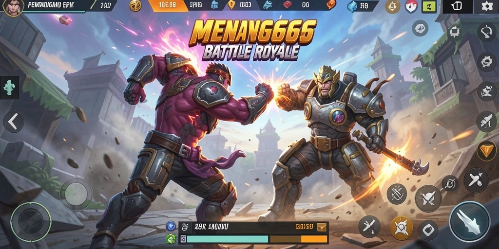 Tampilan seru aksi pertempuran di game Battle Royale.