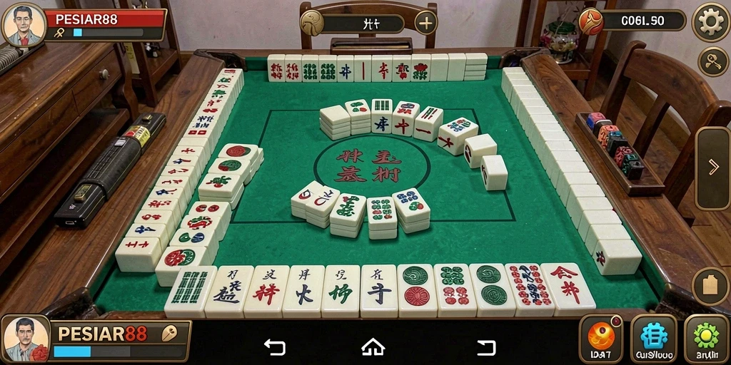 Tampilan gameplay seru dalam PESIAR88 dengan Mahjong yang menantang.