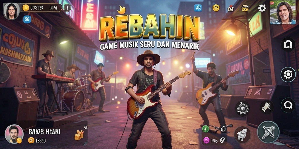 Gameplay seru REBAHIN dengan berbagai pilihan lagu.