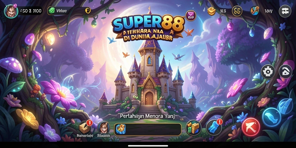 Screenshot menunjukkan gameplay menakjubkan di <strong>SUPER88</strong>, dengan menara yang siap bertahan.
