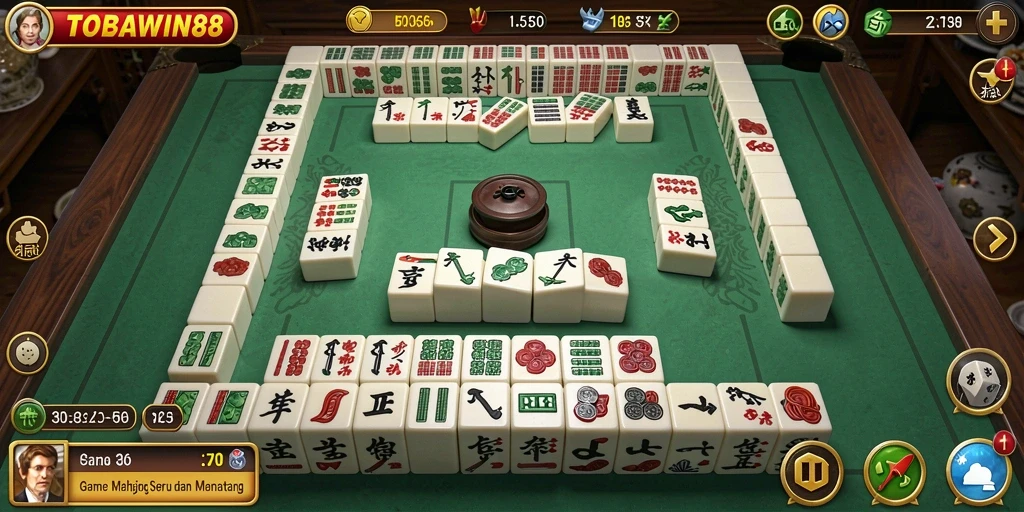 Screenshot gameplay TOBAWIN88 dengan mahjong yang menarik.